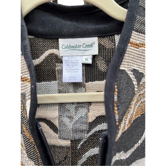 Coldwater Creek XL Tapestry Vest Made in USA Black Gray Brown Neutrals Zip - Picture 5 of 9